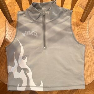 Darc Sport Green Tana Energy Vest Sleeveless Zip-Up Top with White Flame Design